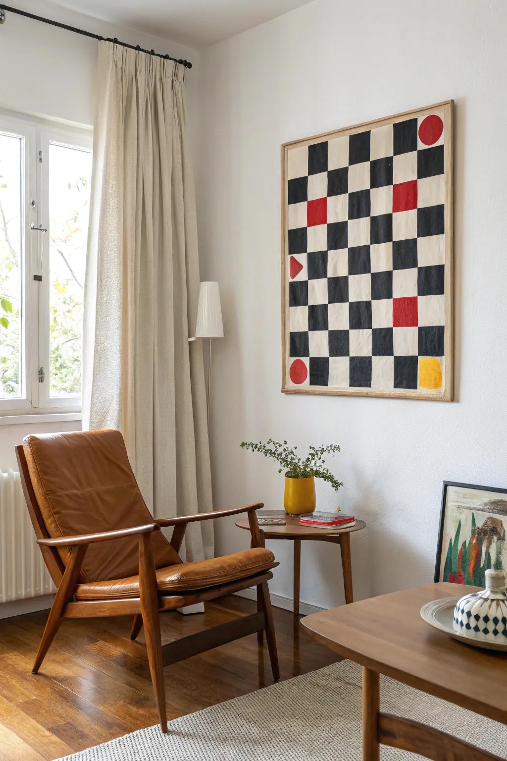 Play with patterns for a retro twist that adds a pop of playfulness to your space. 🏁 #CheckerboardMagic #RetroDesign