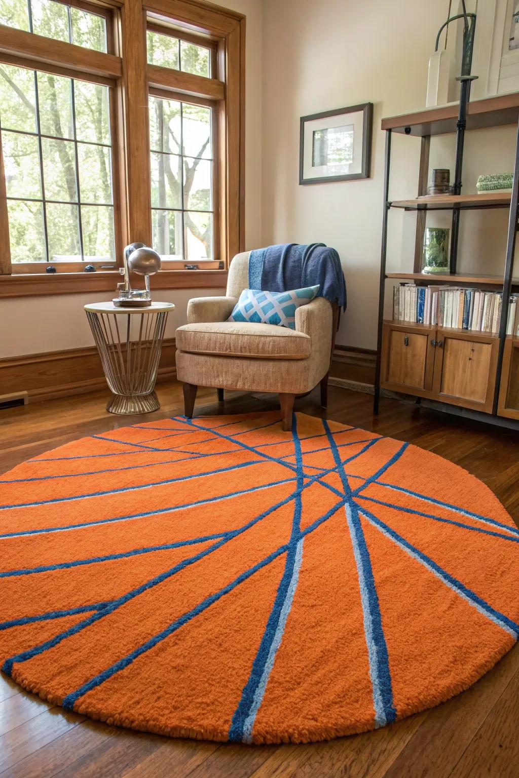 Define your living spaces with thoughtful zoning using round rugs.