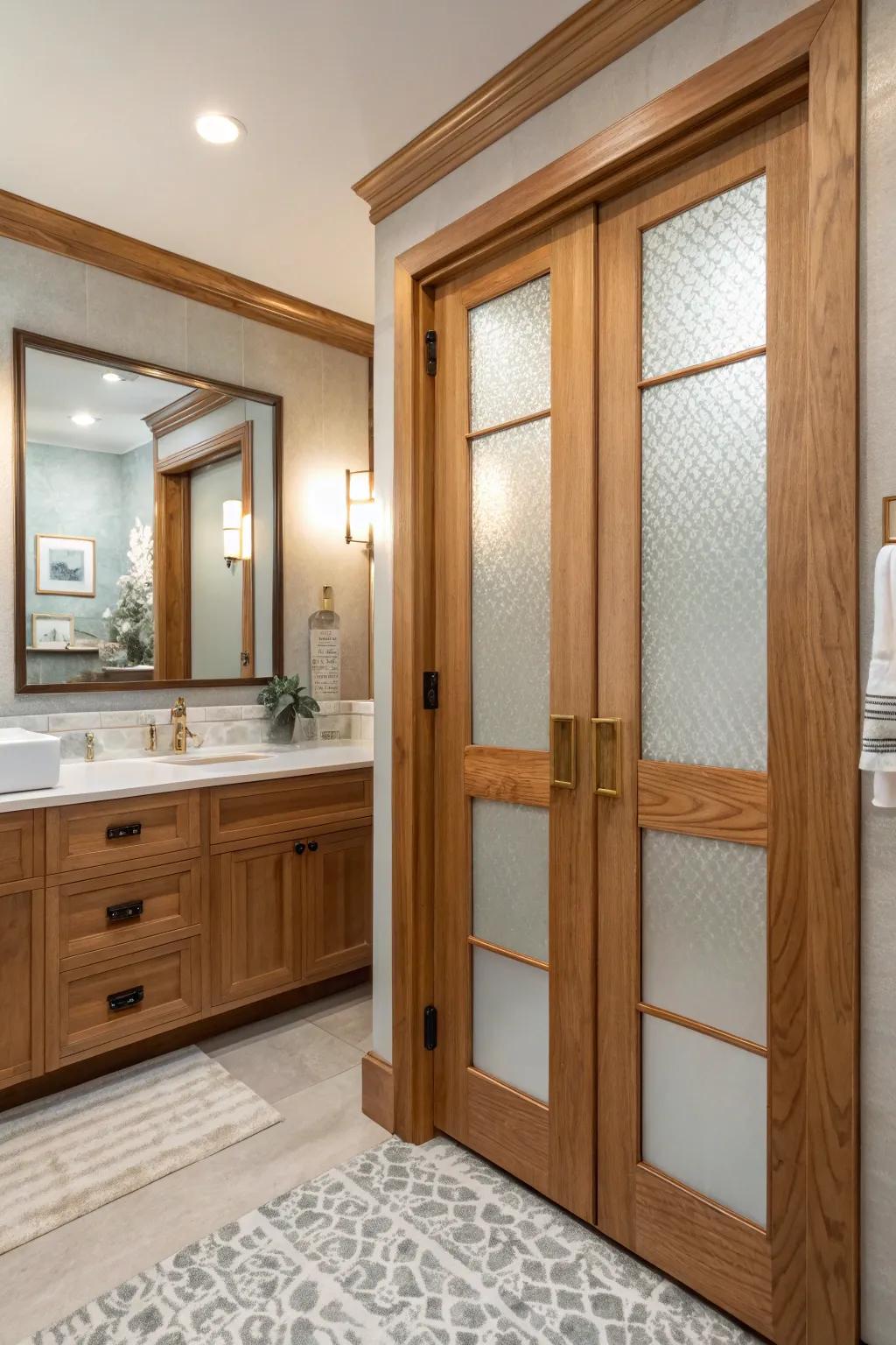 Pocket doors provide privacy while maintaining an open feel. #InteriorSolutions #PrivacyDesign 🚪