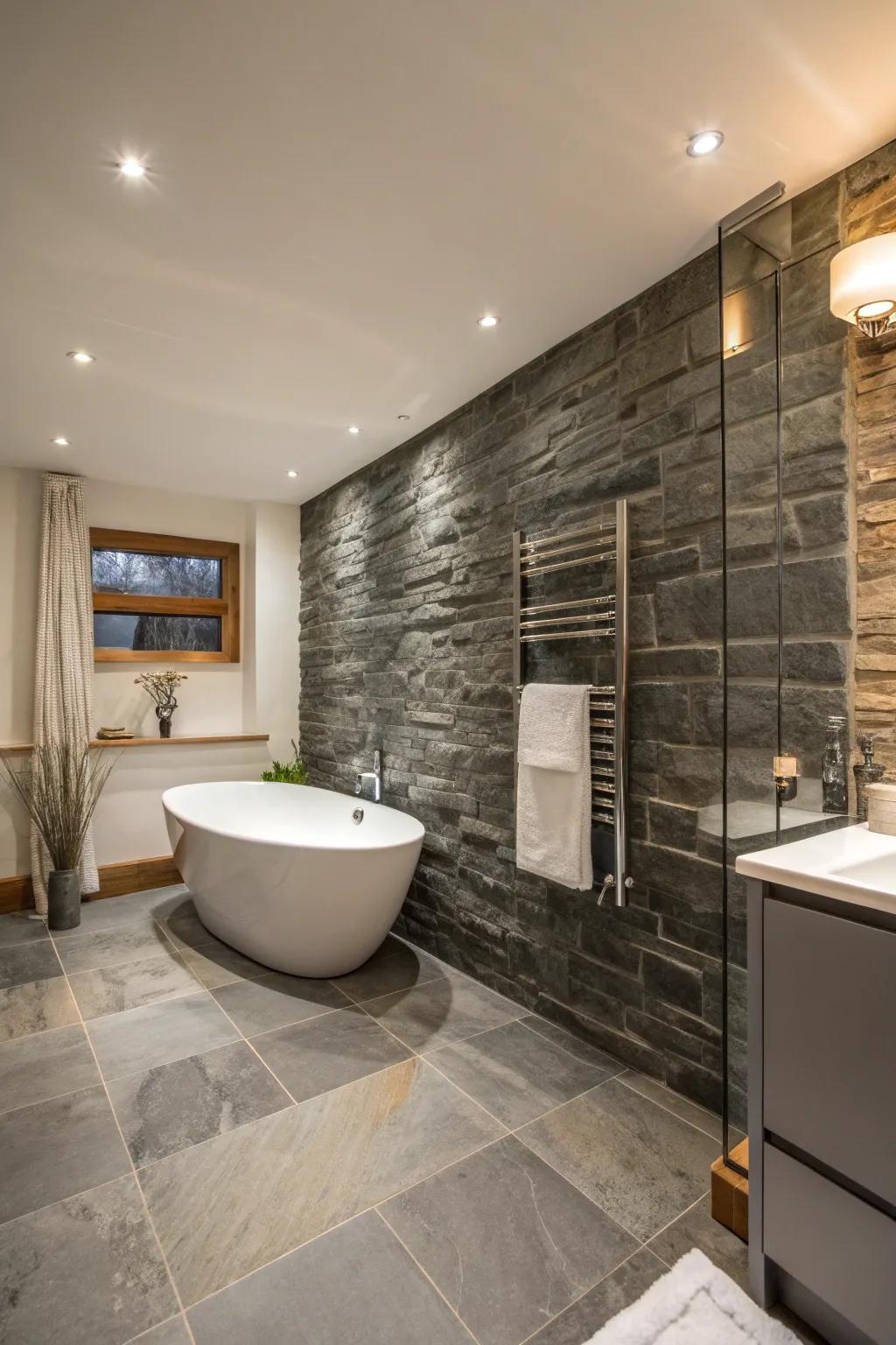 Embrace modern minimalism with slate tiles that highlight simplicity and elegance.