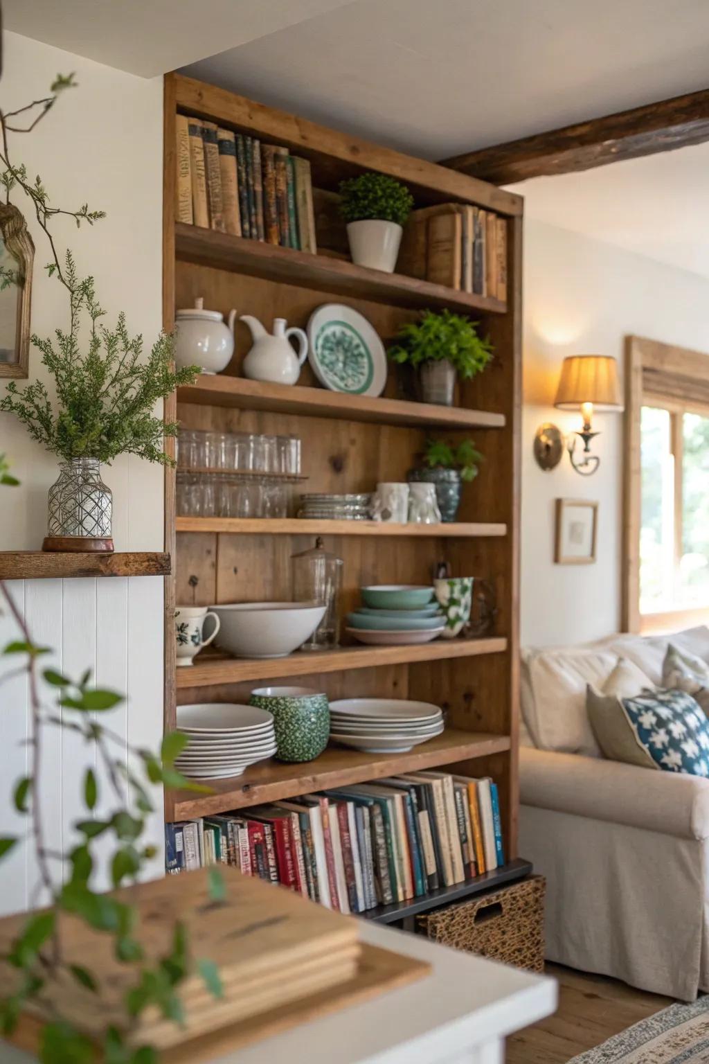 Showcase your treasures with open shelving that combines function and style.