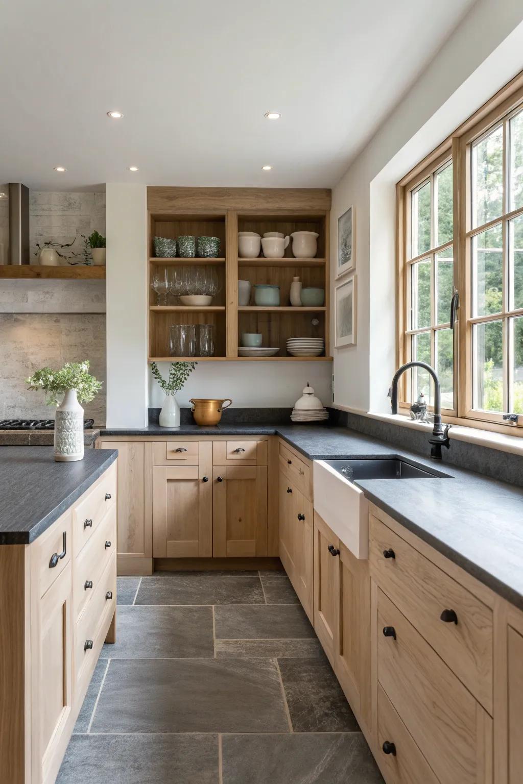 Create visual interest with a bold contrast of colors in your kitchen.