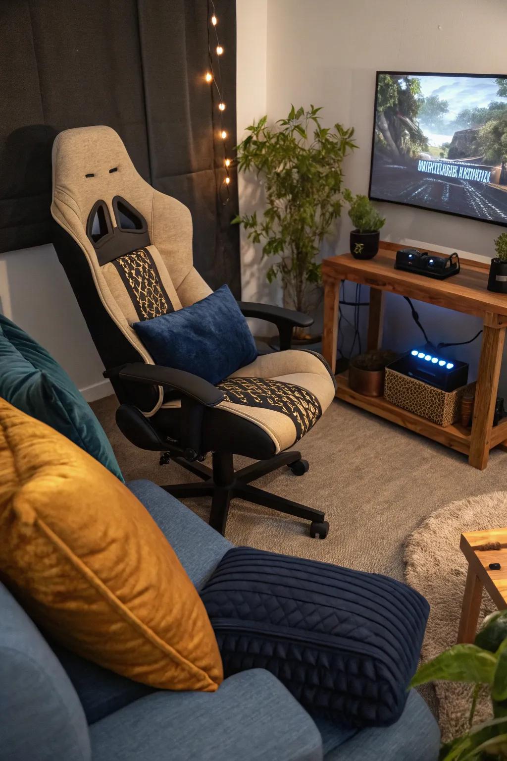 Find peace in a cozy nook where you can escape into your gaming world. #CozyCorner #GamingNook