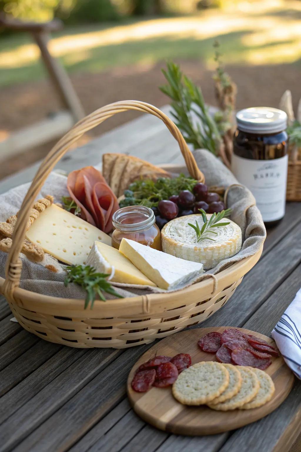 Embark on a culinary journey with an artisan foodie basket. 🧀 #FoodLovers #GourmetGift
