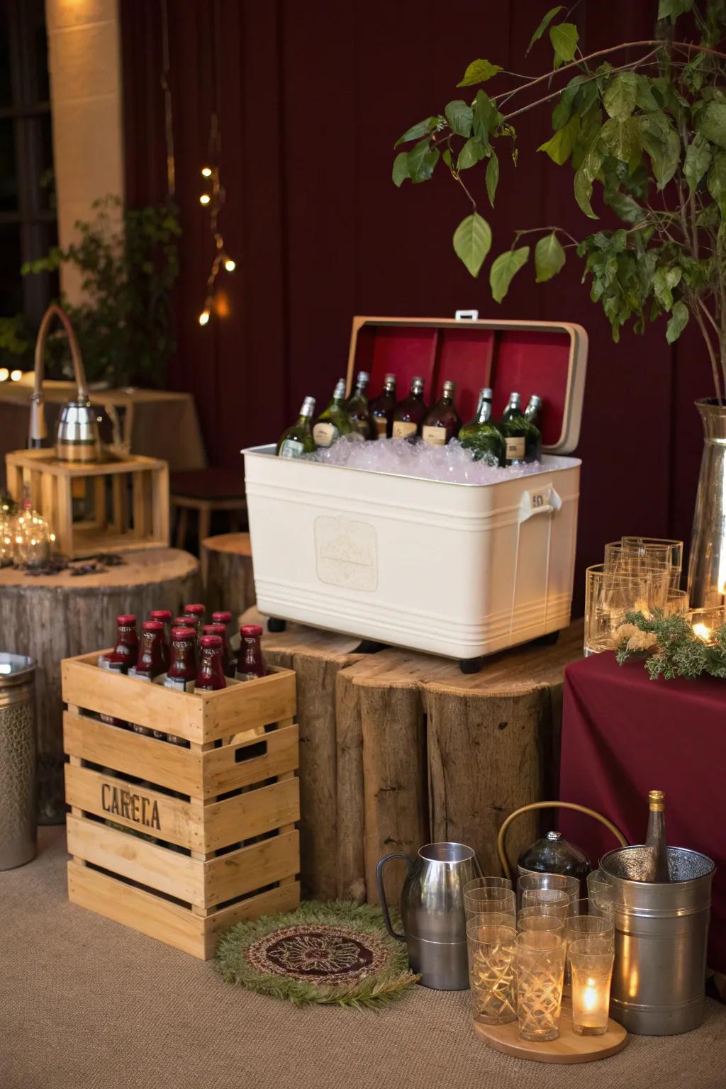 Delight every guest with a diverse selection of beverages, beautifully displayed for easy access.