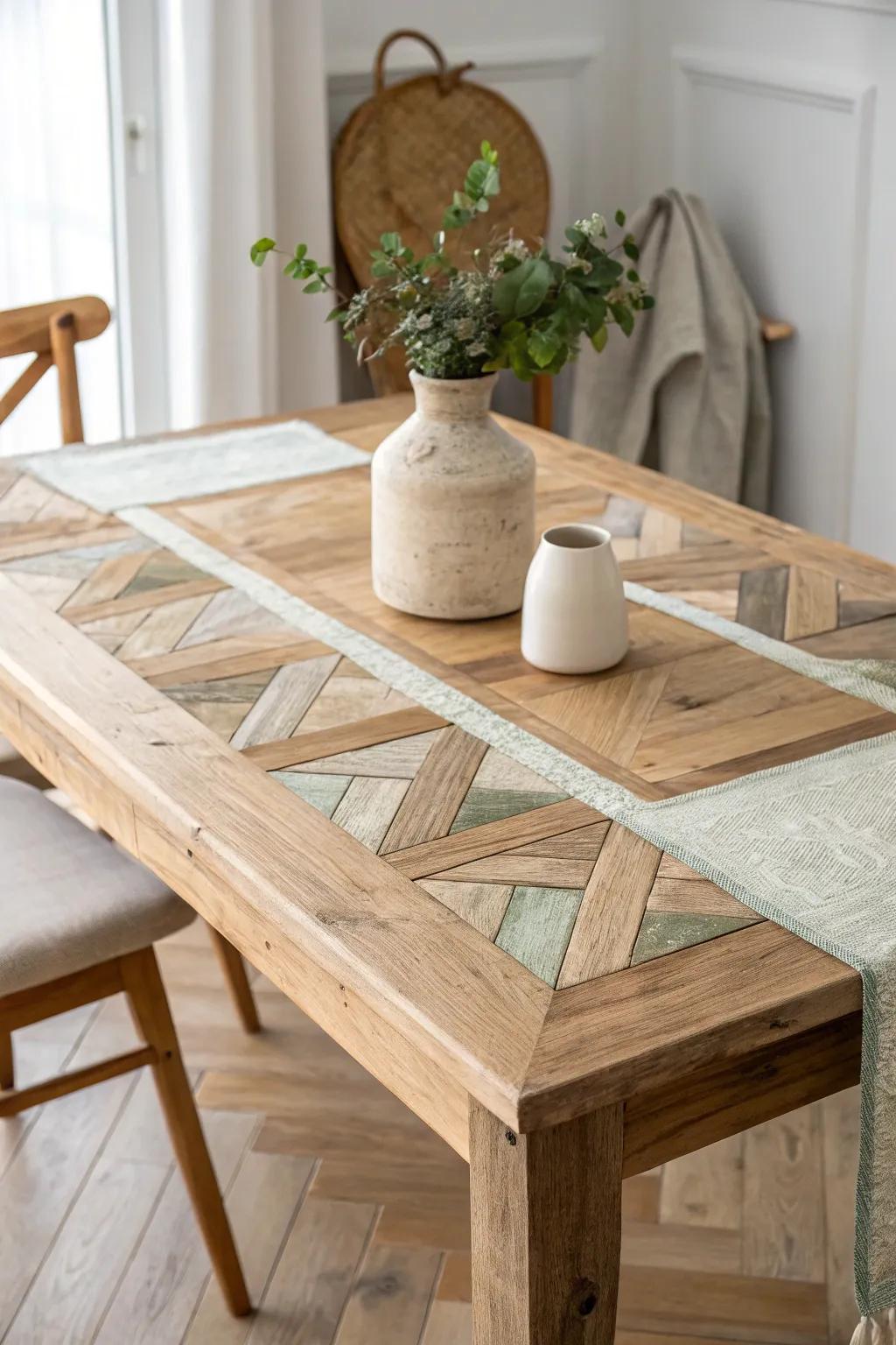 Add depth and intrigue to your home with a patchwork table design that's rich in texture.