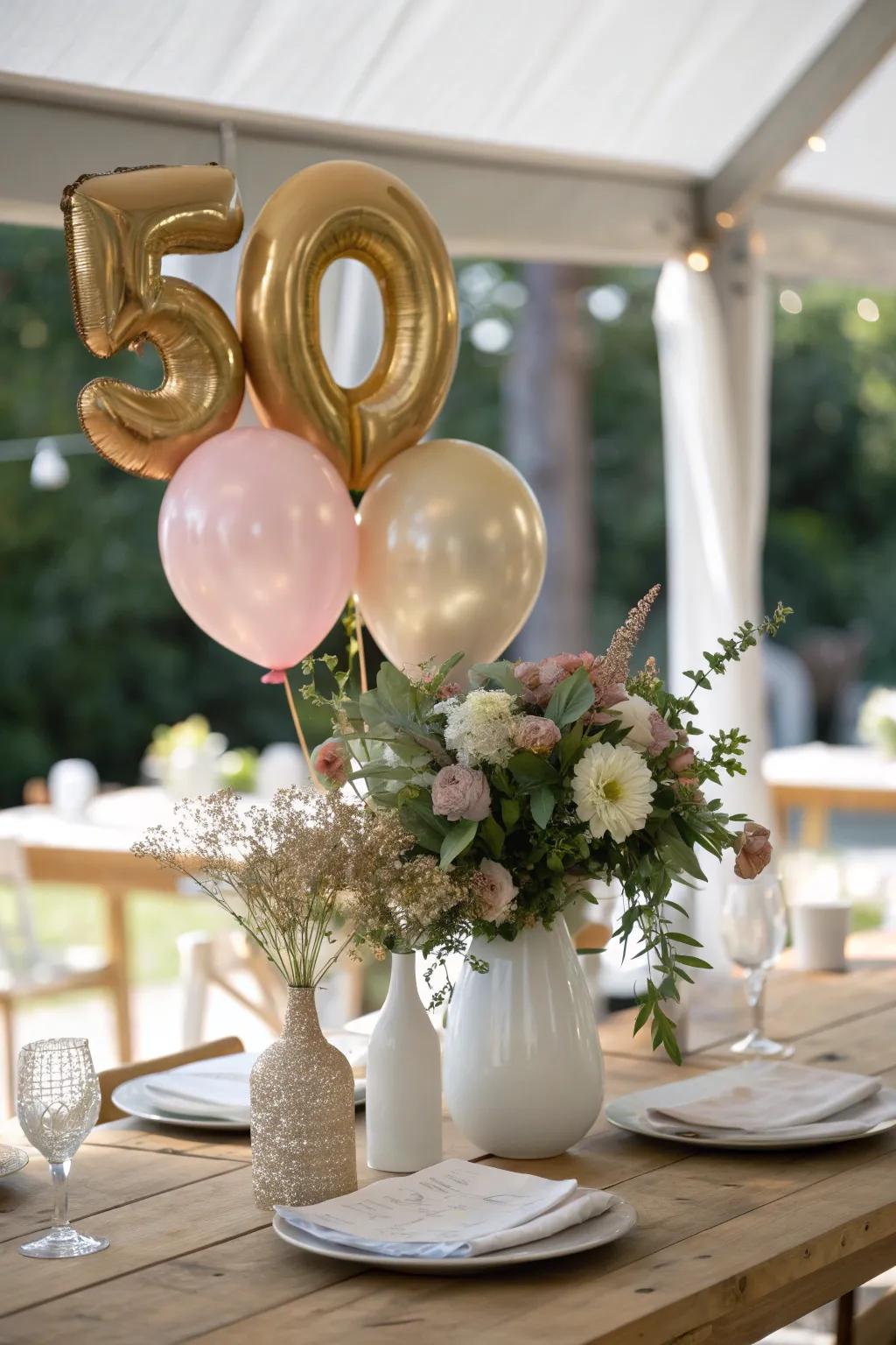 Elevate your table decor with balloon centerpieces that perfectly complement the celebration. 🎈 #DiningDecor #PartyTable