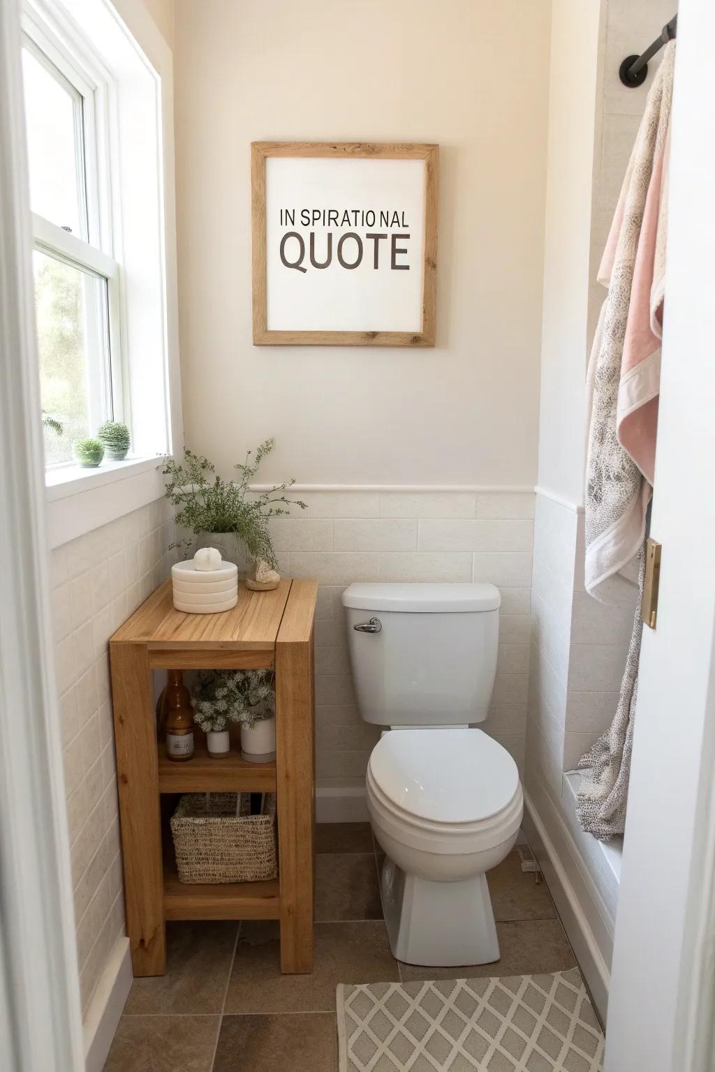 Typography art adds a touch of inspiration and positivity to your bathroom. ✨📜 #TypographyArt #PositiveVibes #BathroomInspiration