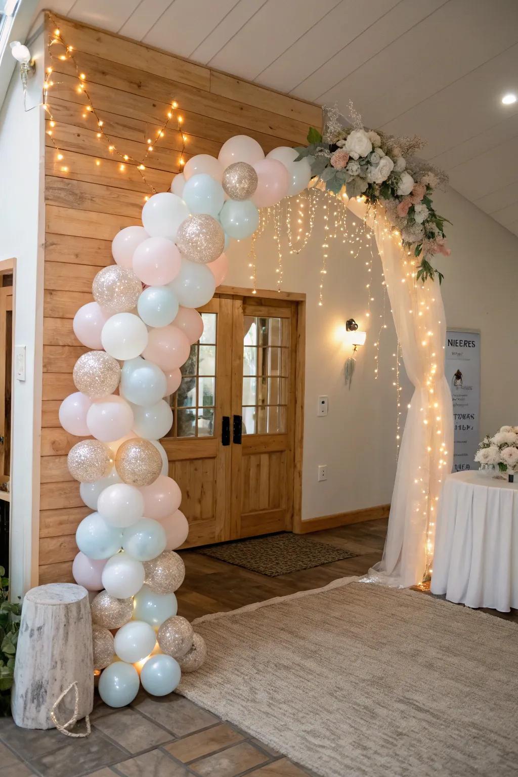 LED lights add a touch of magic, making your decor glow beautifully. #LEDDecor #BalloonGlow #ShowerIdeas