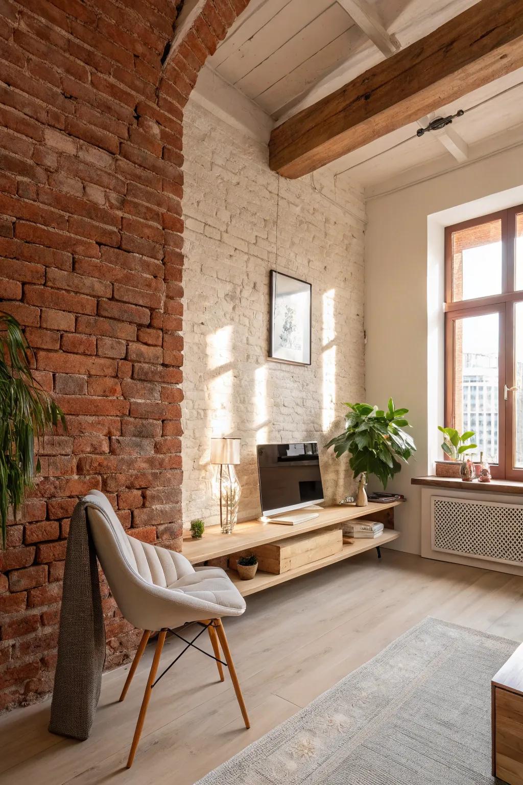 Infuse your home with industrial chic by showcasing exposed brick walls. 🧱 #ExposedBrick #LoftLiving