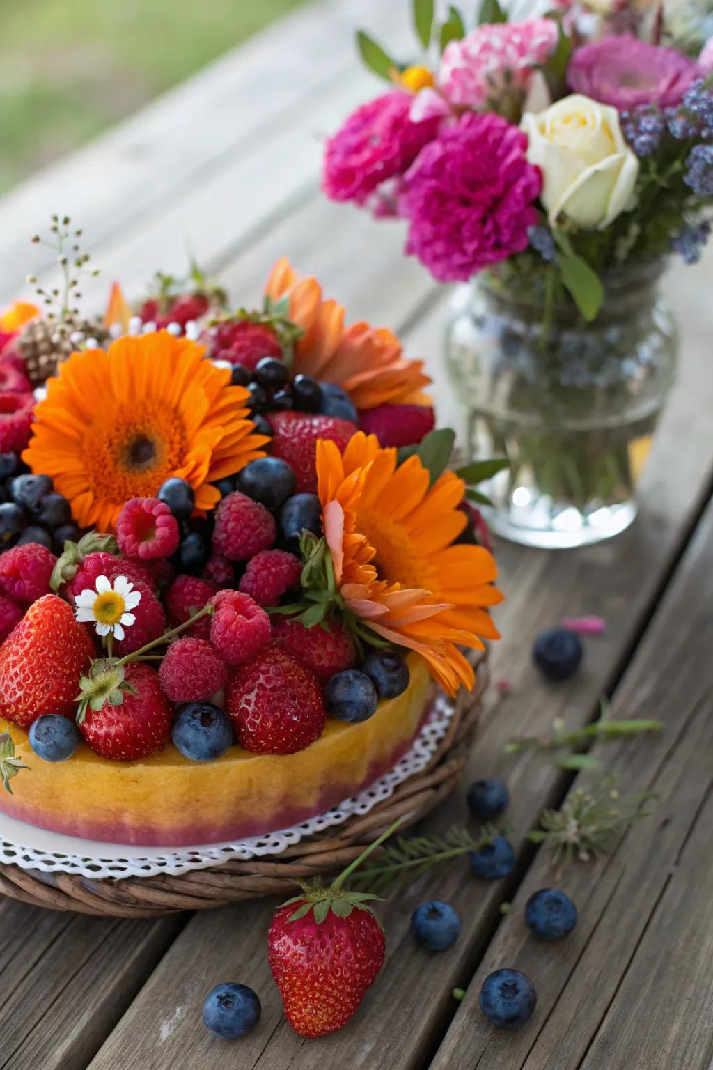 Combine beauty and taste with arrangements that are both visually stunning and delicious. 🍓 #EdibleArt #FloralFeast
