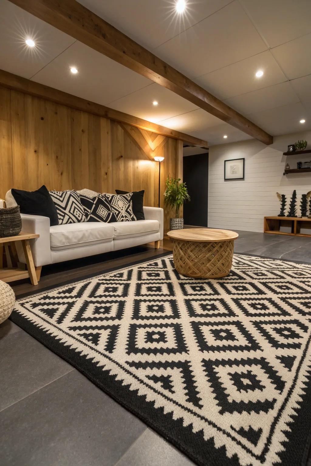 Embrace the boldness of patterns to unify your space and add a touch of personality. 🖤 #PatternPlay #HomeDecor