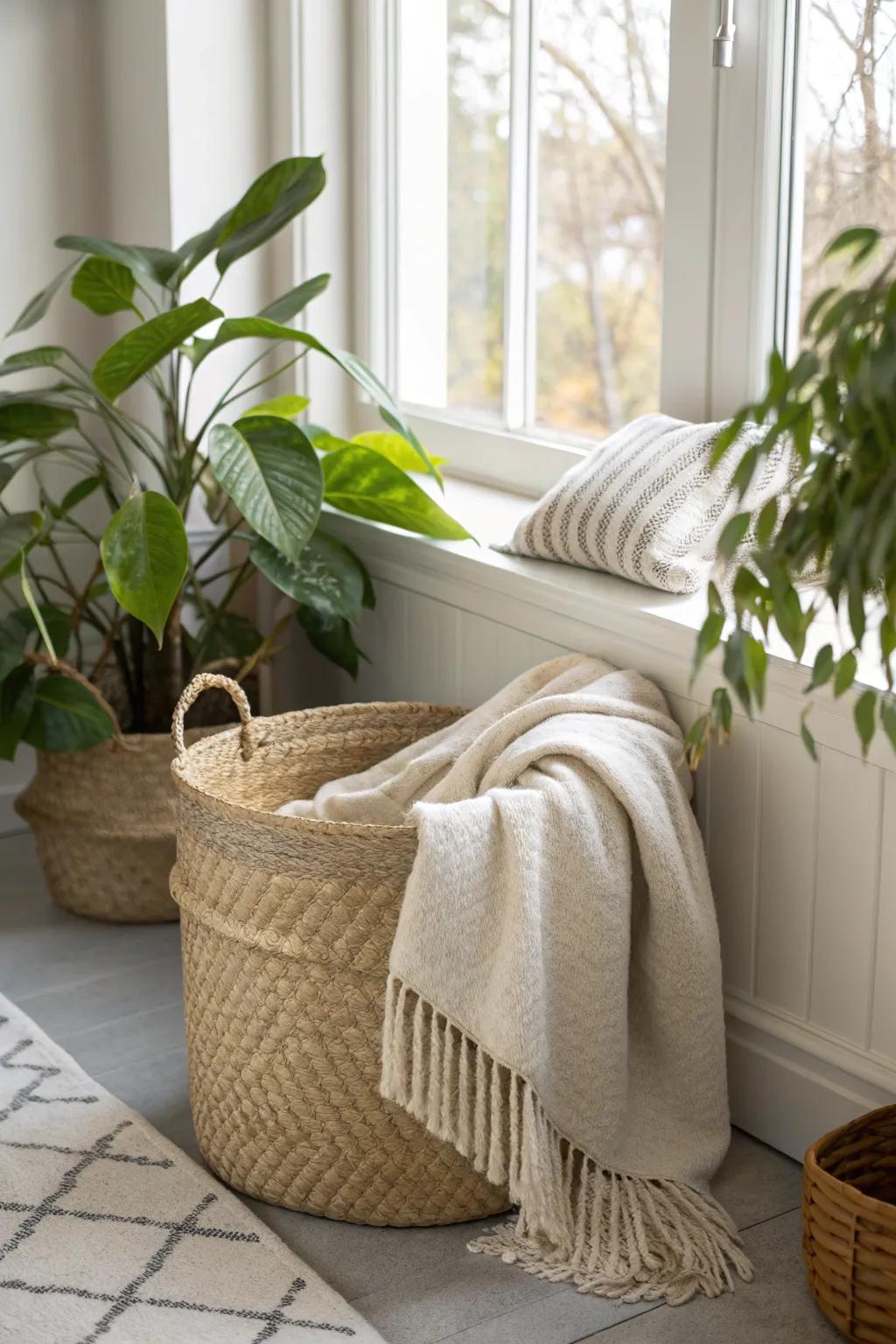 Eco-friendly baskets are both stylish and sustainable. 🌿 #EcoDecor #SustainableLiving