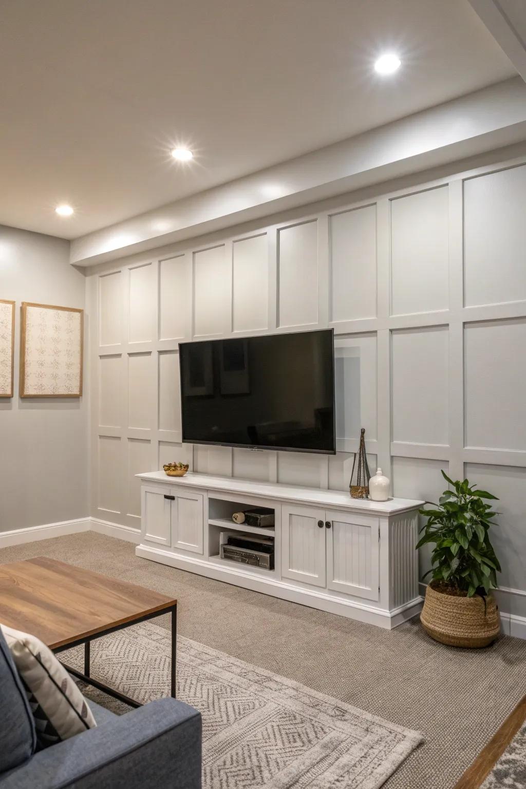 Embrace simplicity with a minimalist board and batten wall that exudes timeless elegance. ✨ #Minimalism #DesignSimplicity