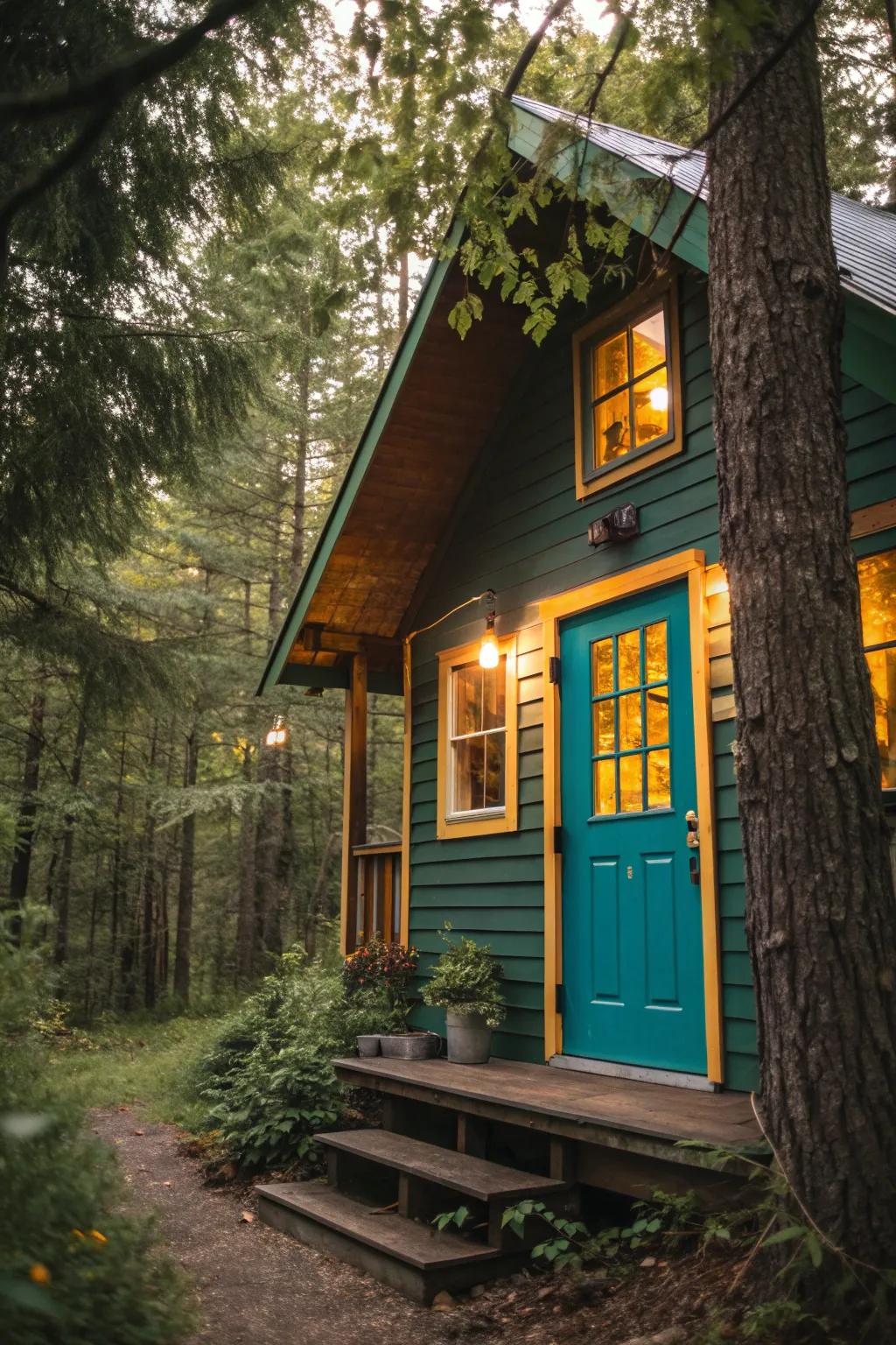 Make your cabin pop with unexpected bursts of color. 🎨🌲 #ColorPop #CabinDesign #ForestLiving