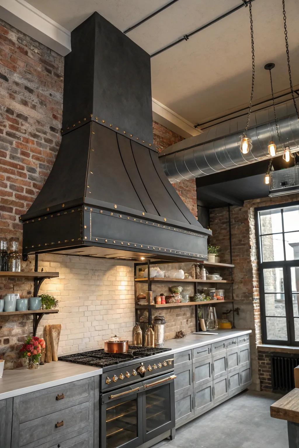 Infuse your kitchen with urban chic using an industrial-style range hood with raw appeal.