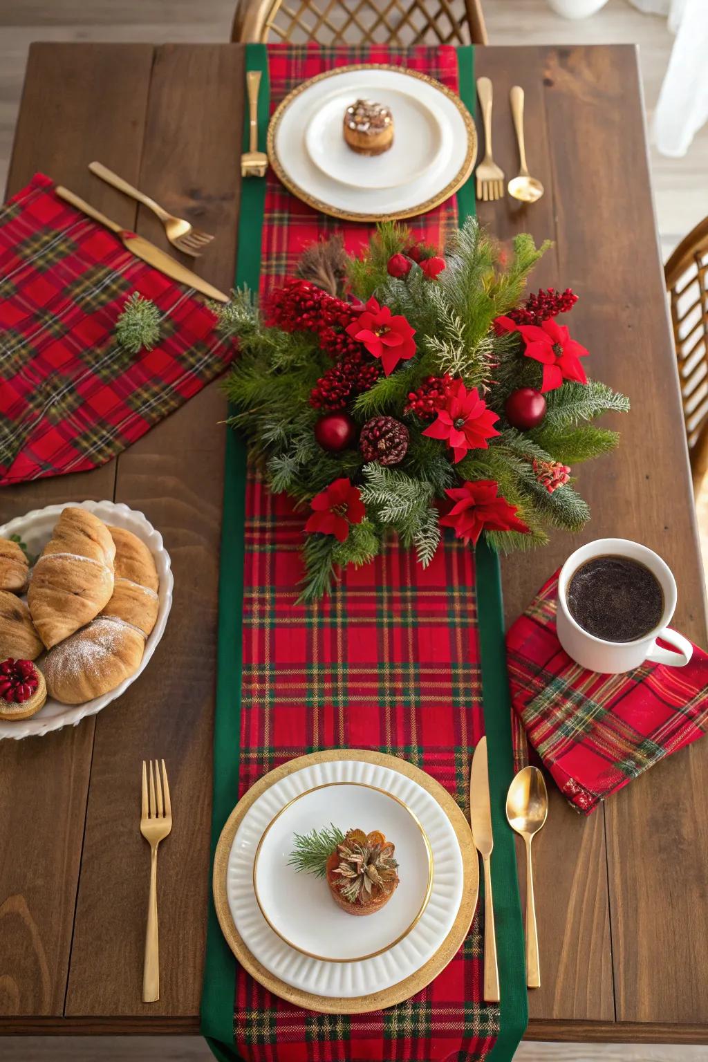 Embrace the warmth of plaid accents for a cozy and inviting holiday table. 🥂🎉 #PlaidPerfection #CozyVibes