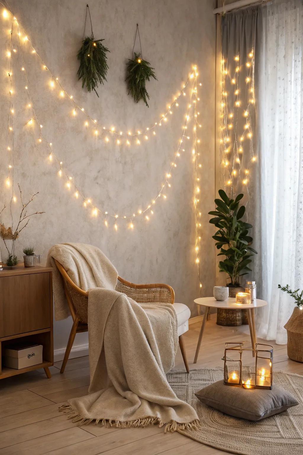 Bring the magic of winter indoors with icicle lights that shimmer like snowflakes. ❄️✨ #WinterWonderland #IcicleLights #HolidayMagic