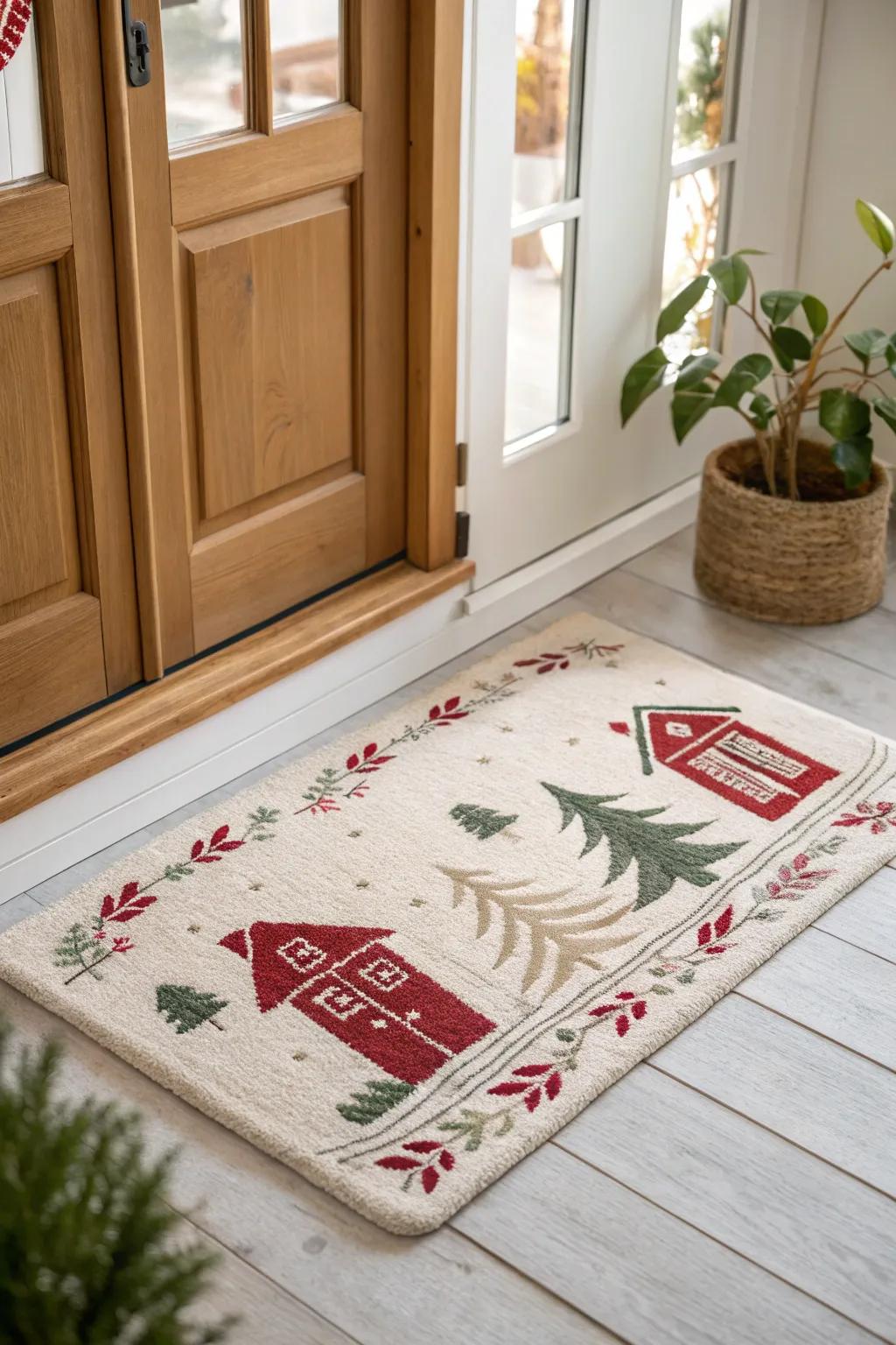 Invite guests into a cozy holiday home with charming house motifs that evoke the warmth of family gatherings. 🏡🎅 #HomeForTheHolidays