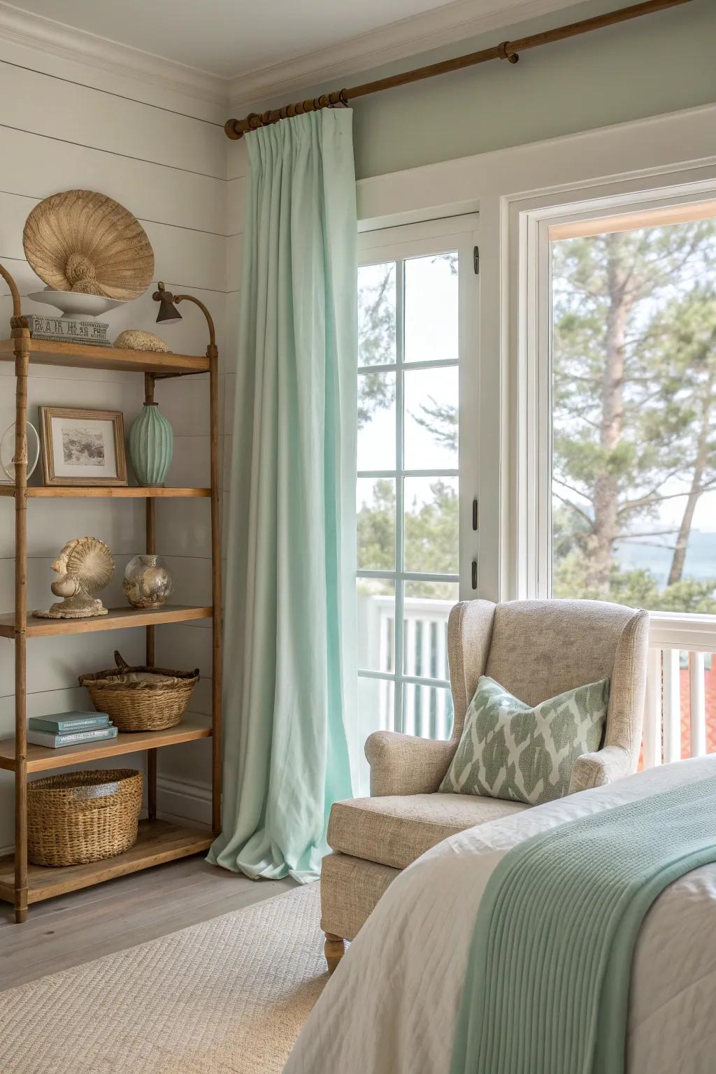 Seashells add an authentic coastal charm to your bedroom decor.