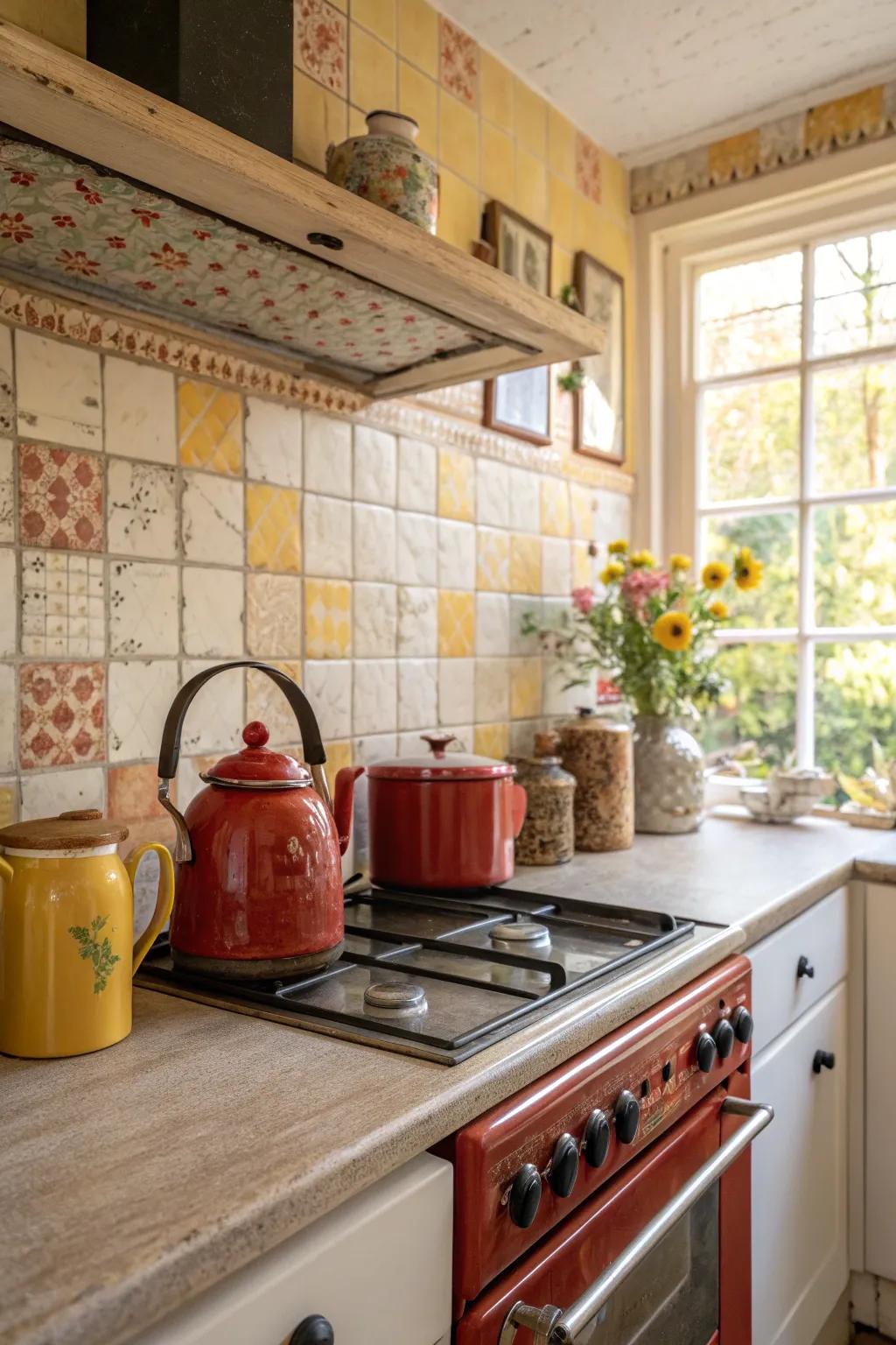 Invoke nostalgia with a vintage-inspired cream backsplash.