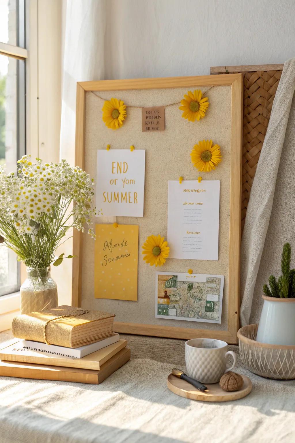 Bring warmth and happiness indoors with a sunshine-themed board.