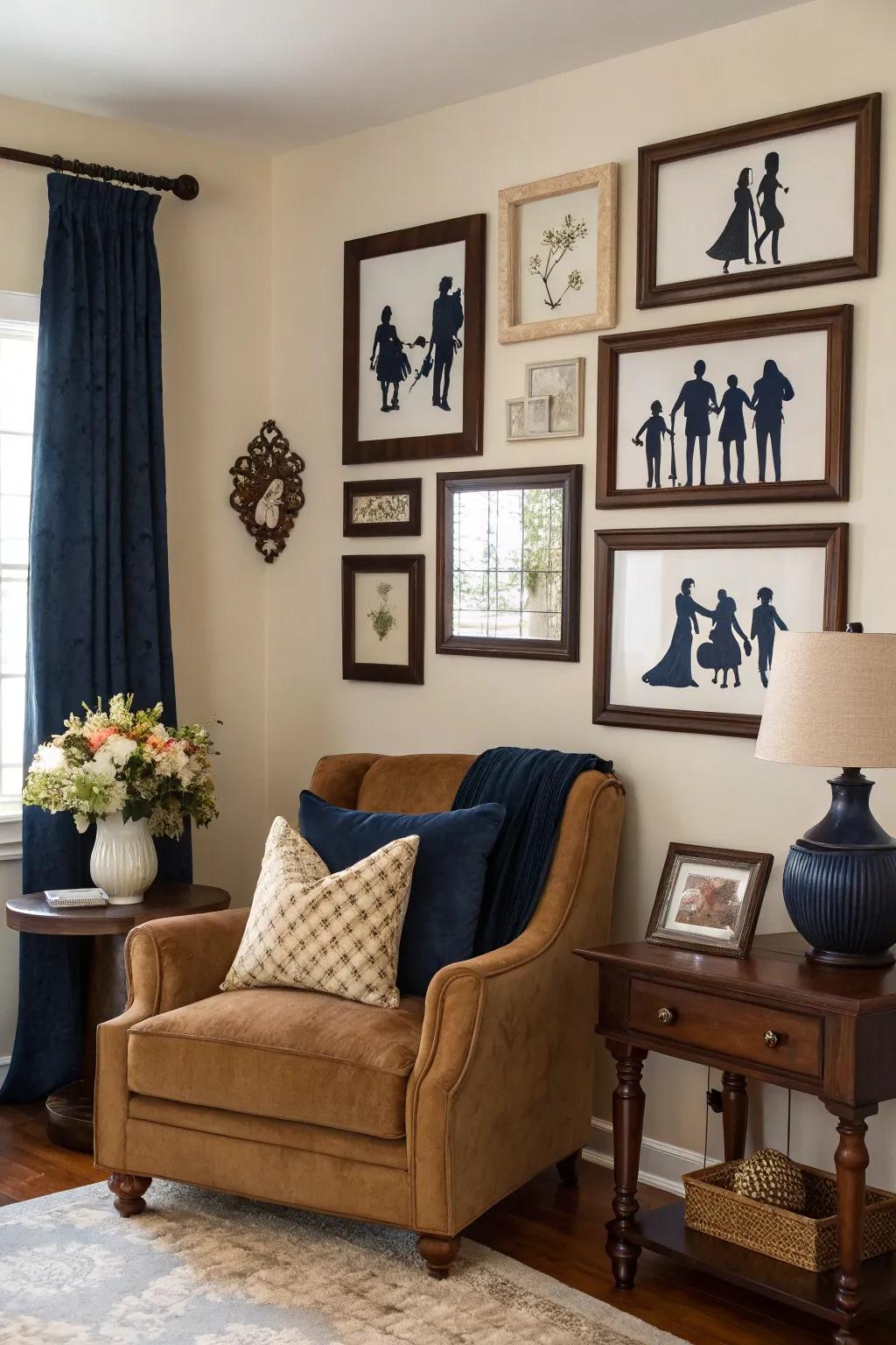 Capture timeless elegance with silhouette frames that highlight your family in a unique way. 👤 #SilhouetteArt #FamilyDecor
