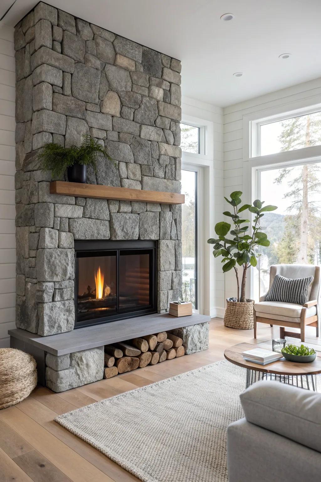 Make a bold statement with a floor-to-ceiling fireplace that adds vertical elegance and drama.