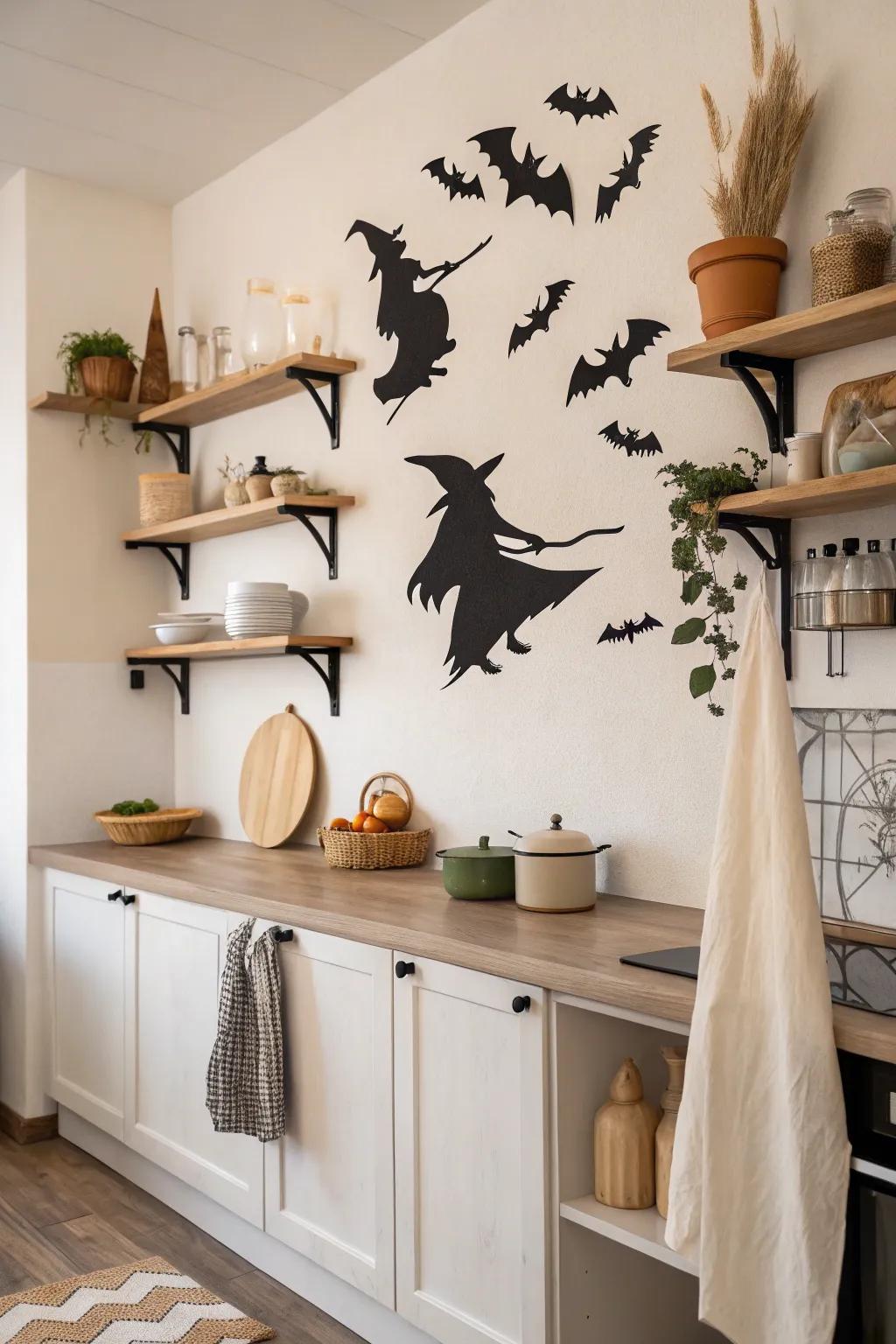 Turn your walls into a canvas of Halloween wonders with themed decals and art.