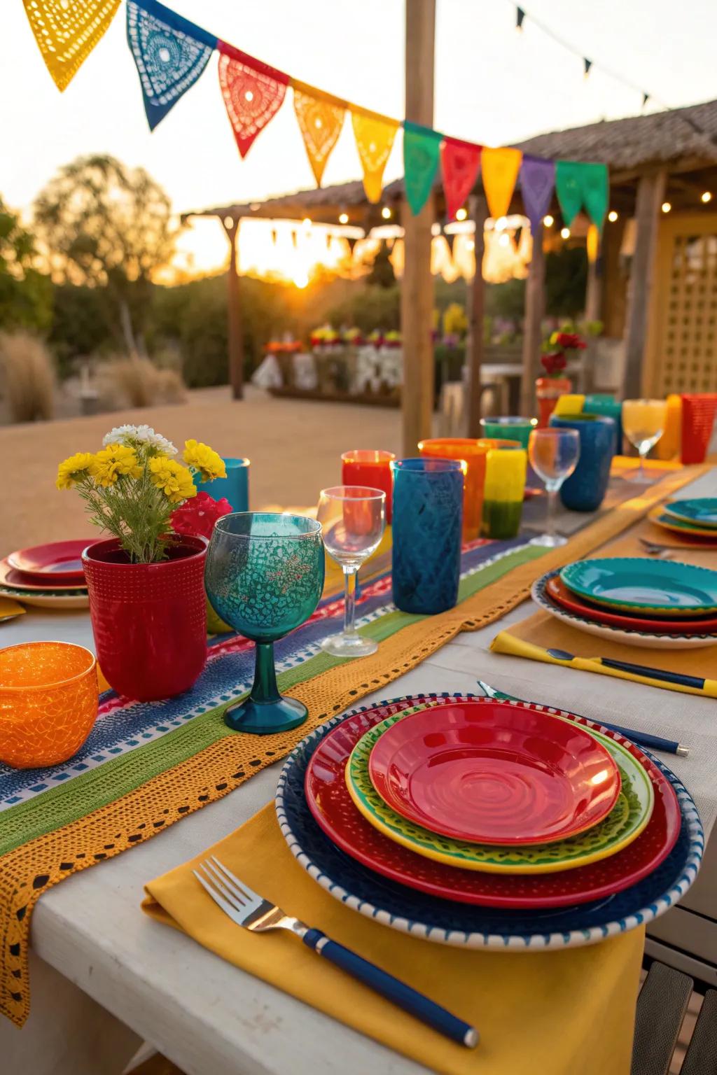 Invite guests to a table bursting with color and joy. 🍽️ #TableDecor #FestiveDining