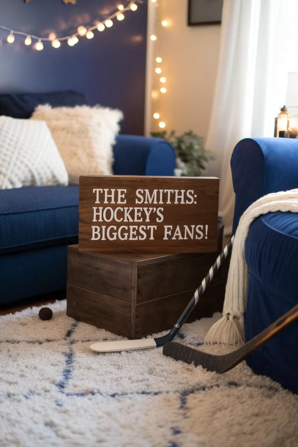 Celebrate family and team spirit with a personalized sign that makes your home feel uniquely yours. ❤️🏠 #FamilyTime #HockeyLove