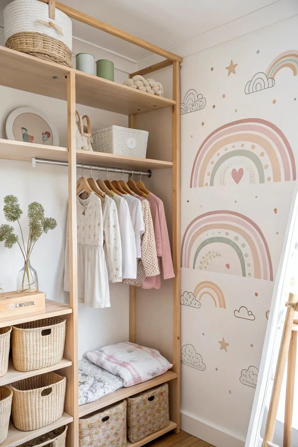 A touch of whimsy with decals makes the closet uniquely theirs. 🦄 #PersonalizedSpaces #DecorIdeas