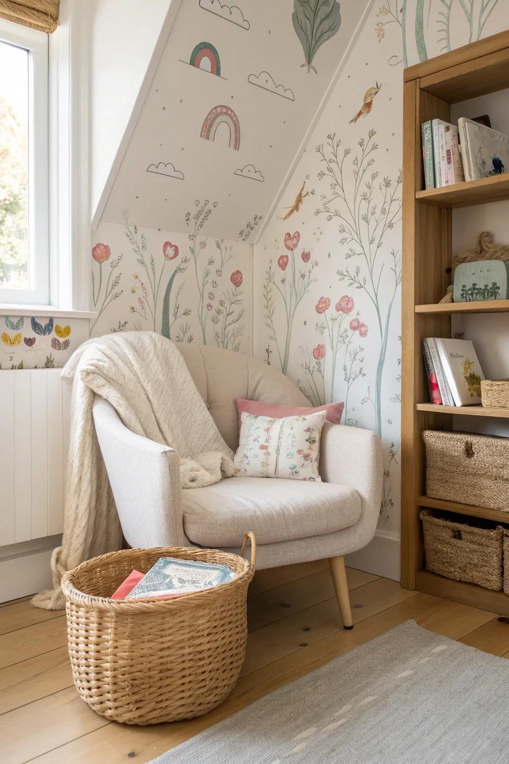 Nurture a love for stories with a cozy corner for reading and dreaming. 📚 #ReadingNook #KidsRoom #StoryTime