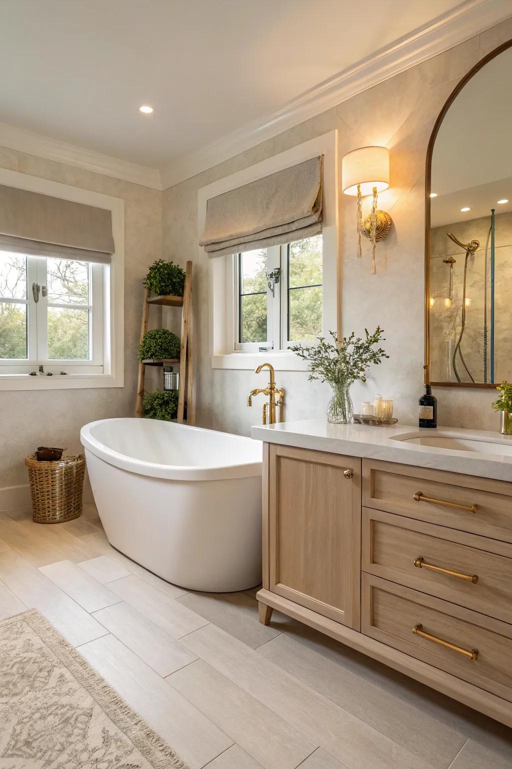 Minimalist decor ensures a clean and serene bathroom environment.