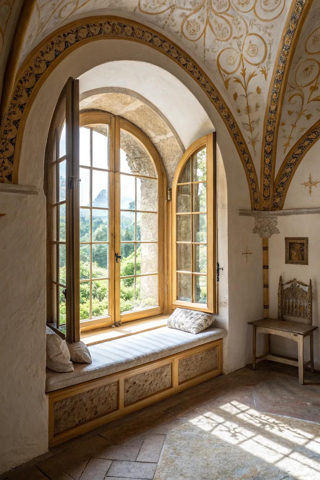 Step through arches that echo the grandeur of medieval architecture.