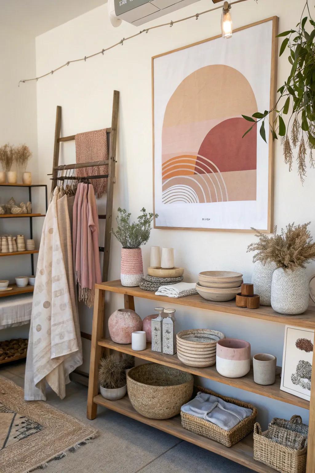 Art and decor elevate your merch displays to new heights. 🎨 #ArtfulDisplay #HomeDecor