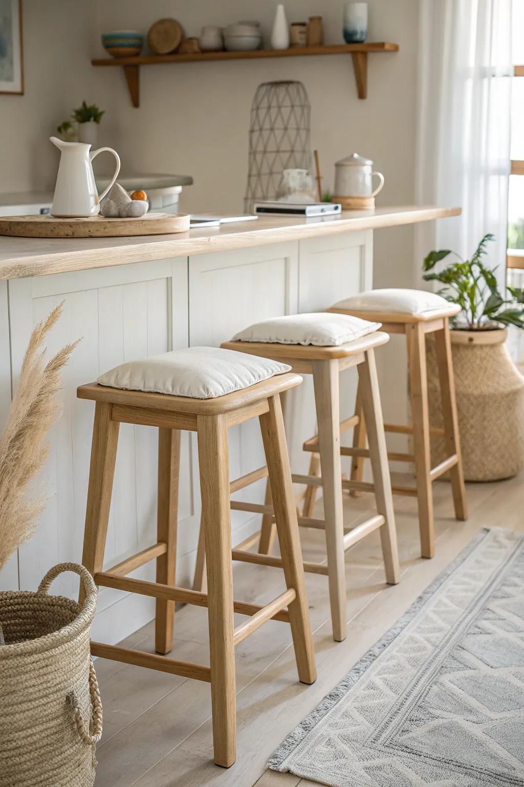 Create a serene atmosphere with stools in calming neutral tones. 🤍 #NeutralPalette #ElegantDesign
