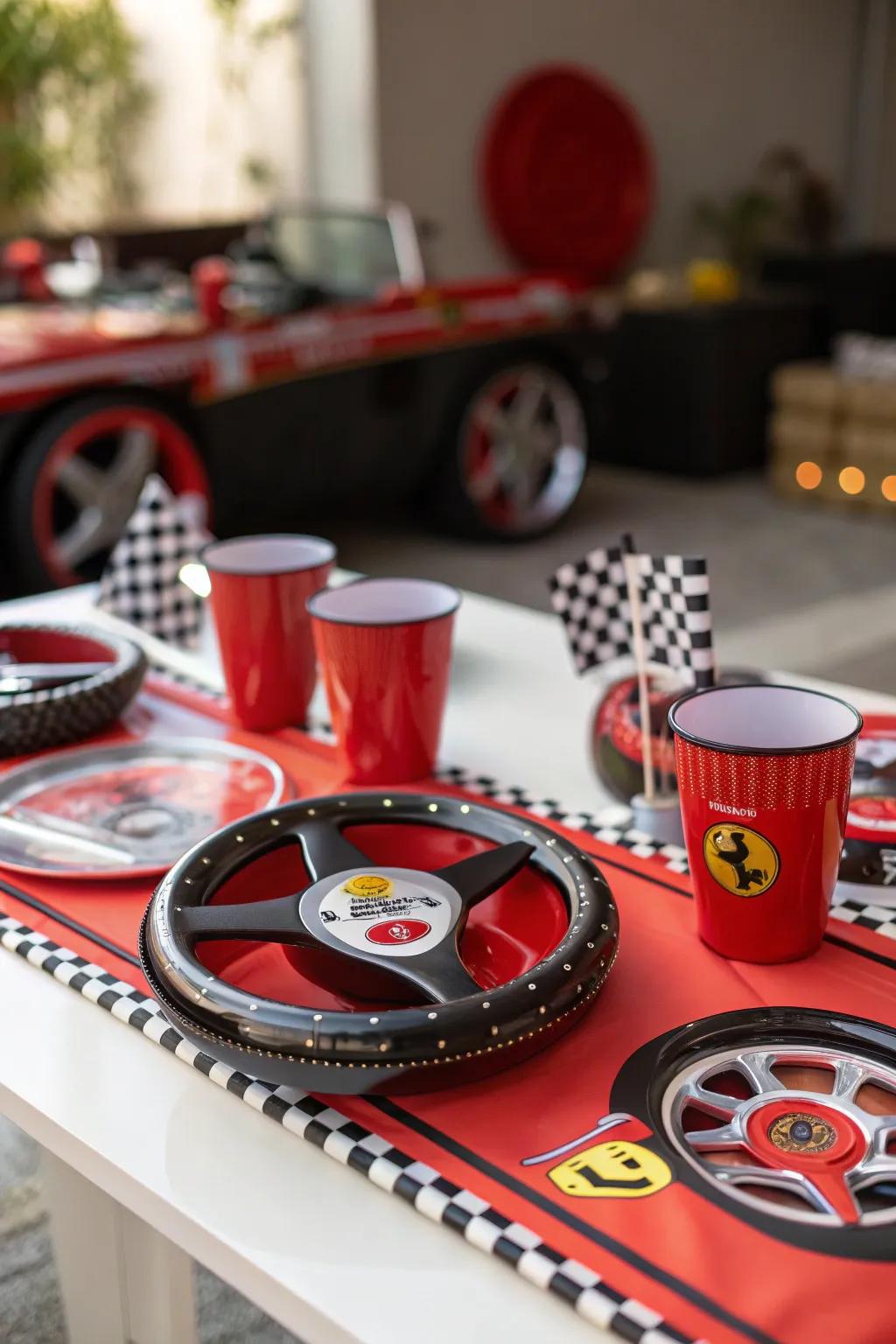 Race car-themed tableware adds a cohesive and exciting touch to your dining experience. 🍽️🏁 #PartyDecor #TableSettings