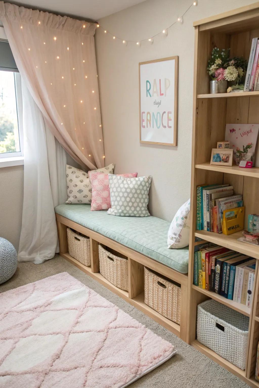 Maximize space with a cushioned reading bench. 📚🛋️ #SmartDesign #ClassroomInspiration