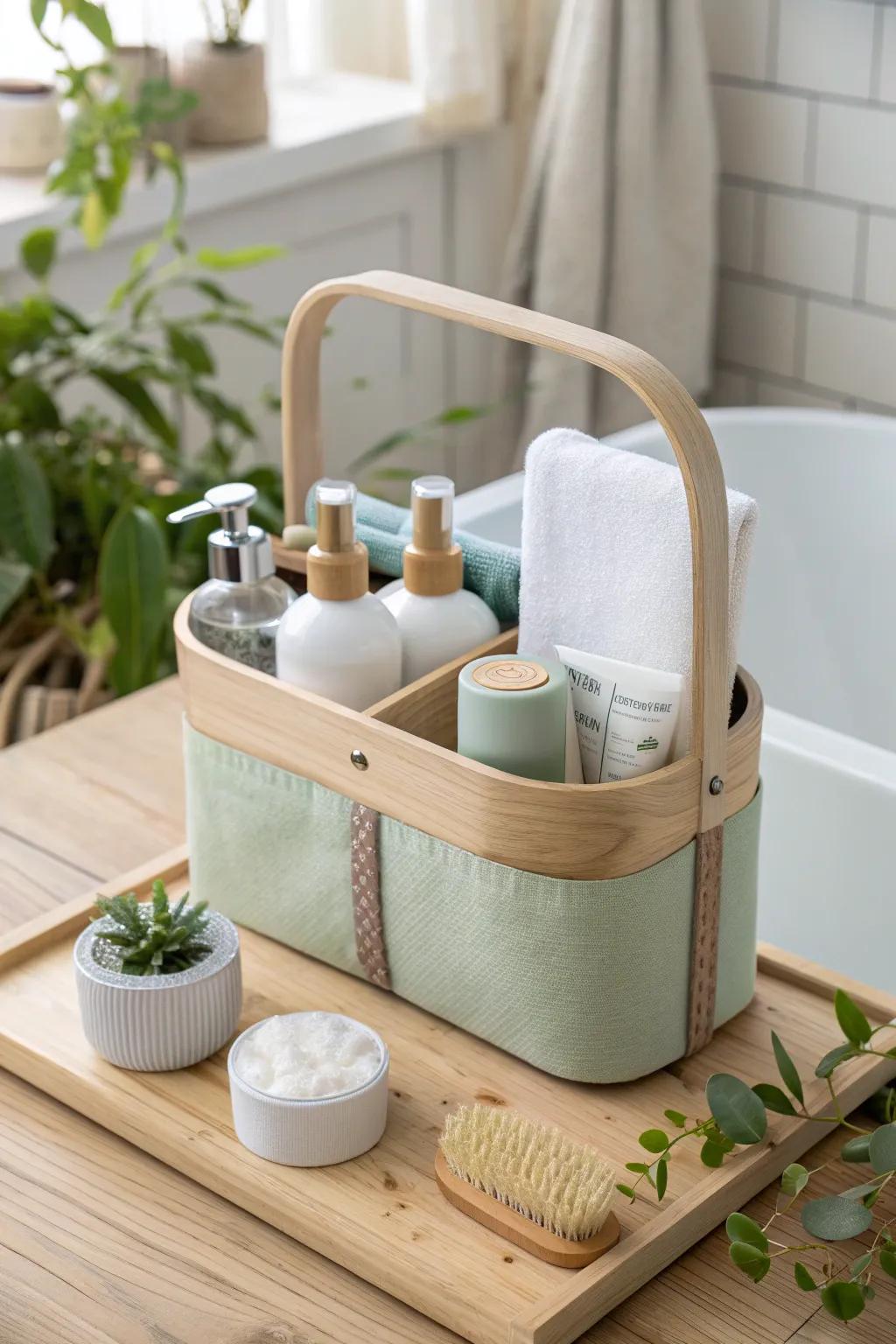 Keep your personal items organized with a portable shower caddy, perfect for shared spaces! 🧴 #SharedBathroom #OrganizeYourSpace