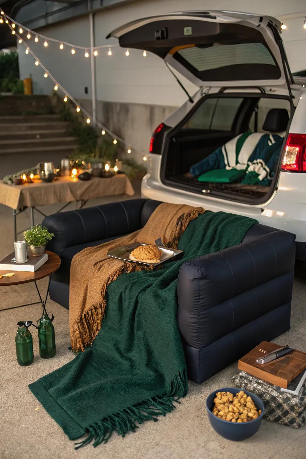 Create a cozy corner with a comfort zone lounge at your tailgate.