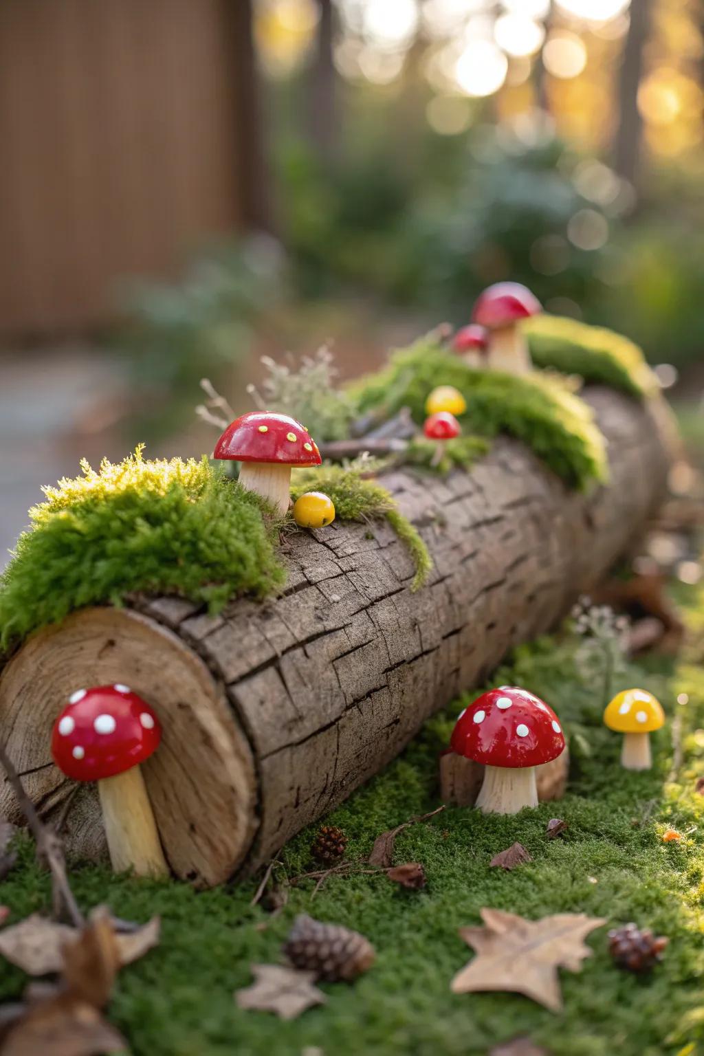 Add a whimsical touch to your yule log with charming little mushrooms. 🌿