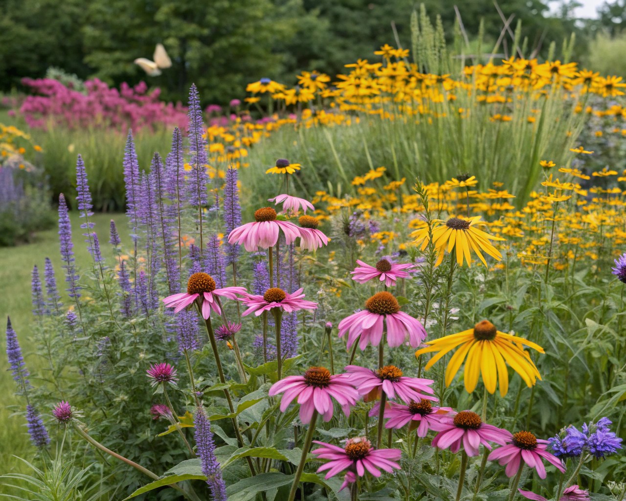 A pollinator strip offers a succession of blooms for attracting beneficial insects.