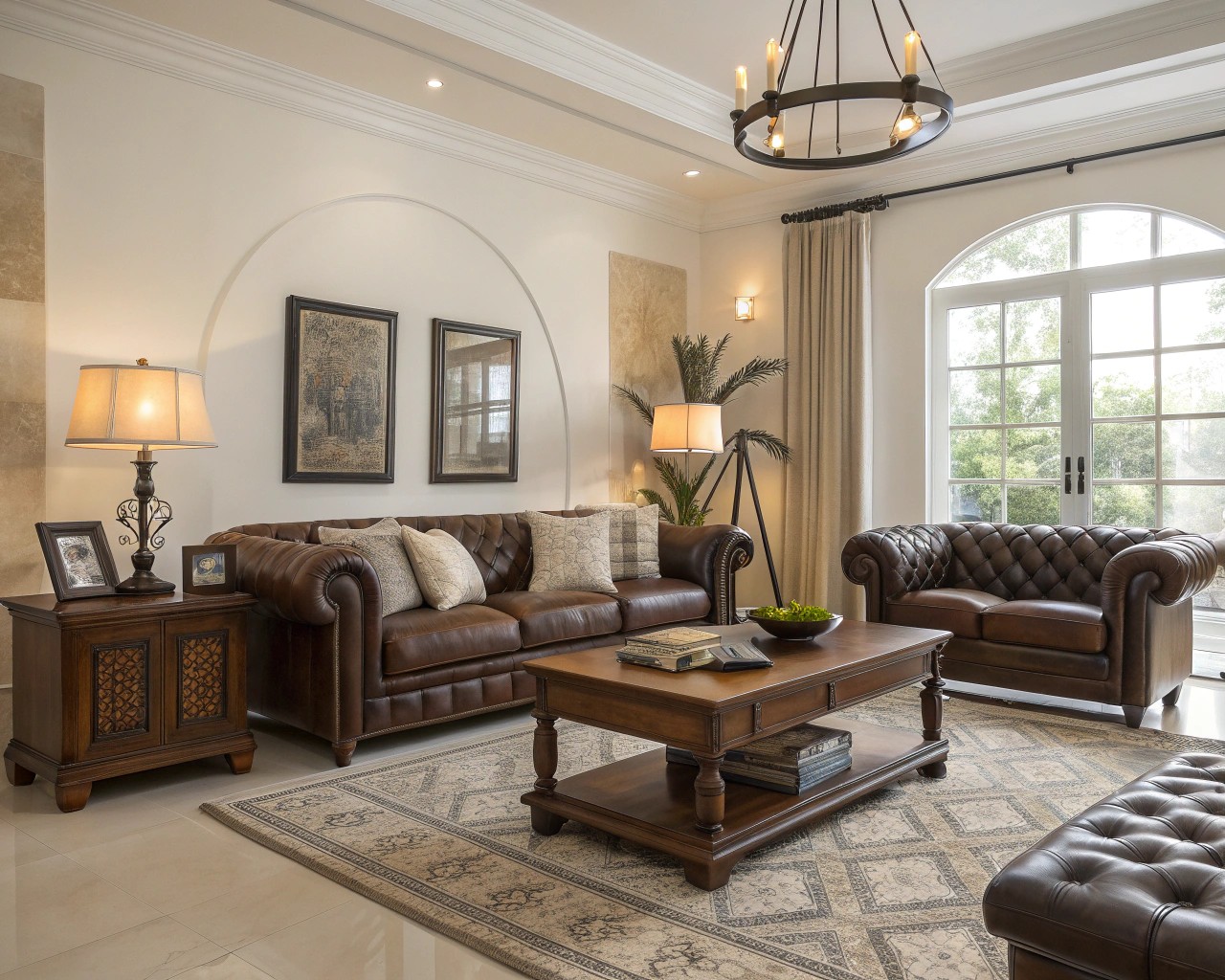 A visually balanced dining area showcasing the harmony of high and low elements.