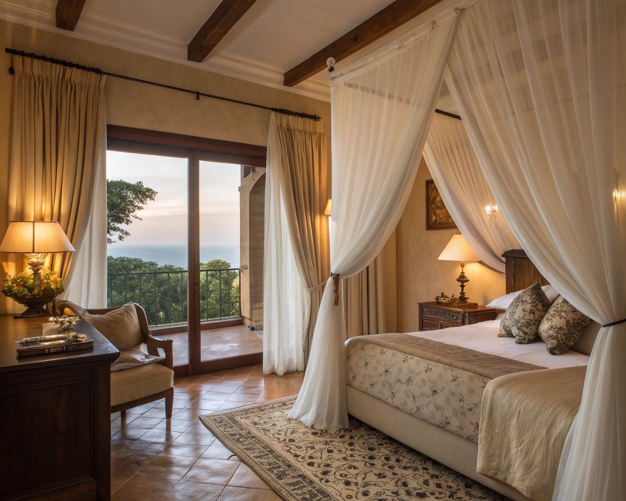 An upscale interior featuring bespoke lighting and high-quality furnishings.