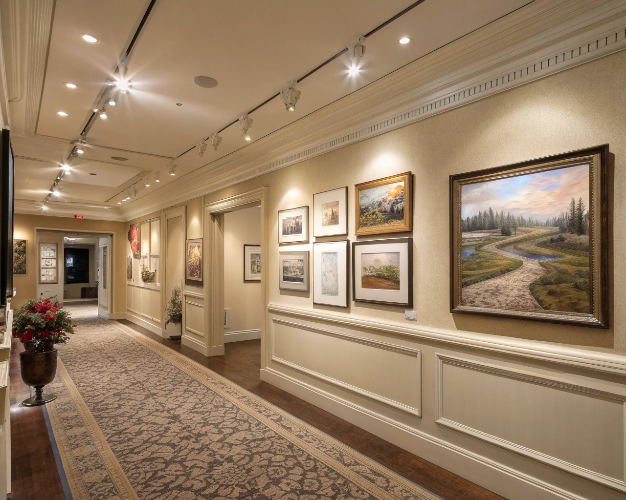 Historic picture rail systems for flexible and elegant art displays.