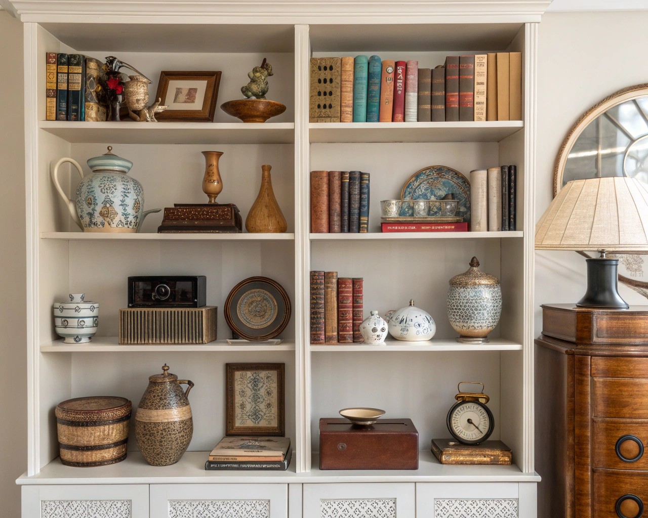 Layering vintage and modern pieces creates depth and narrative in home decor.