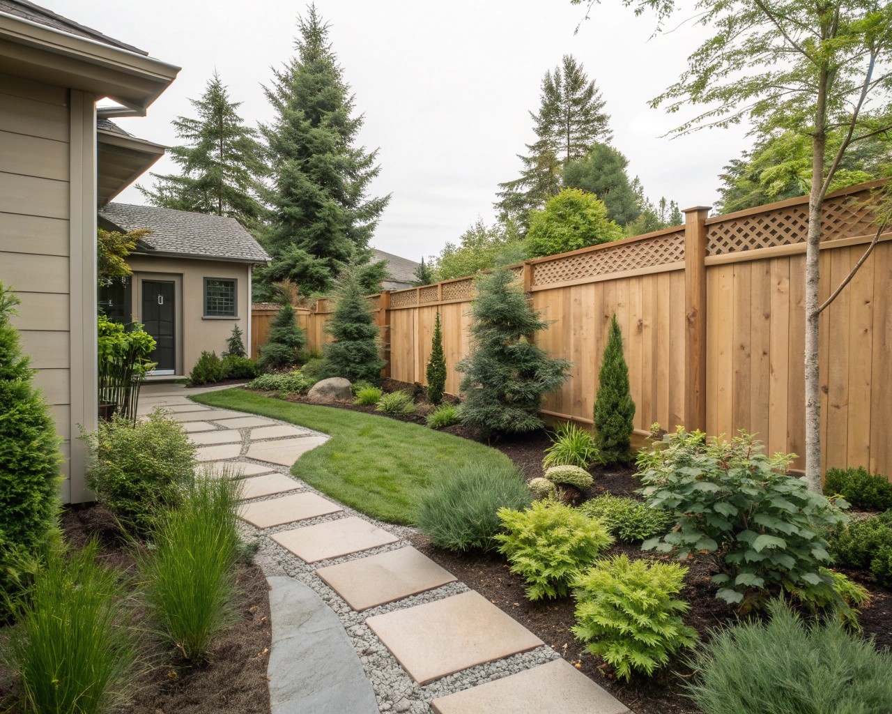 Neutral hardscaping provides a timeless backdrop in garden design.