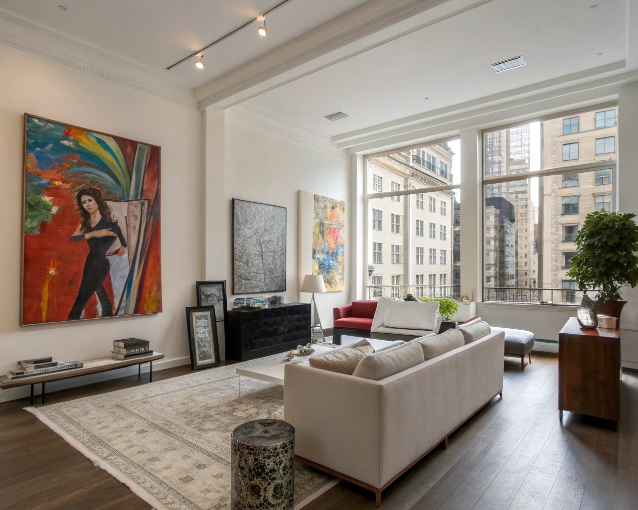 Strategically leaning artwork for an intimate and casual elegance.