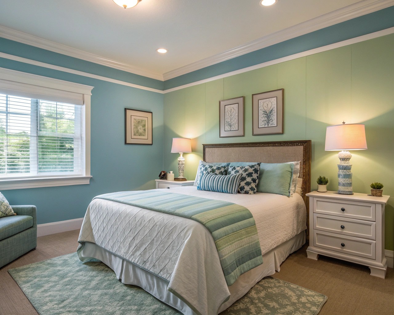 Utilize calming colors like blues and greens to enhance restful sleep.